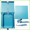 Flat Packed Magnetic Closure Paper Foldable Gift Box with Ribbon